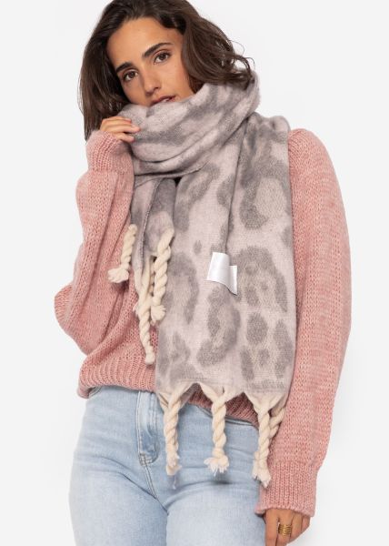 Scarf with leo print - grey