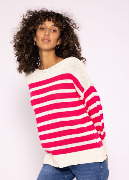 Light stripe sweater, beige/pink