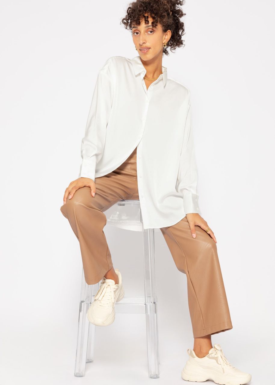 Oversize satin blouse - offwhite