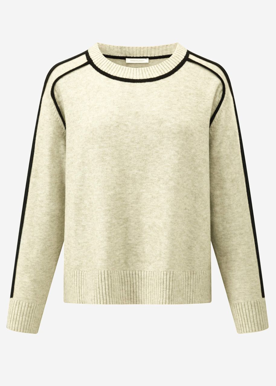 Jumper with decorative trims - beige-black