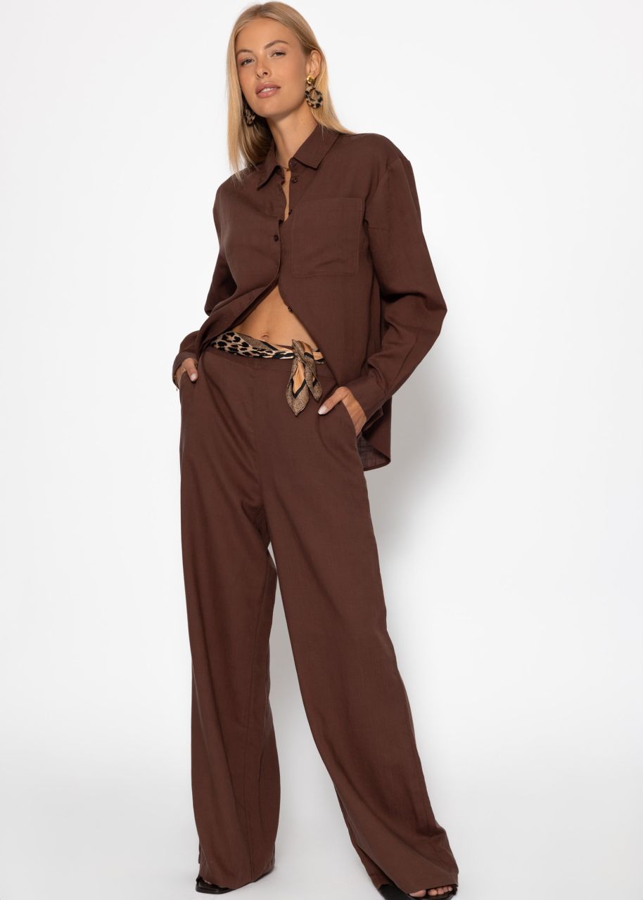 Linen shirt blouse - brown