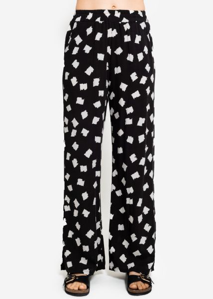 Wide pants with print, black