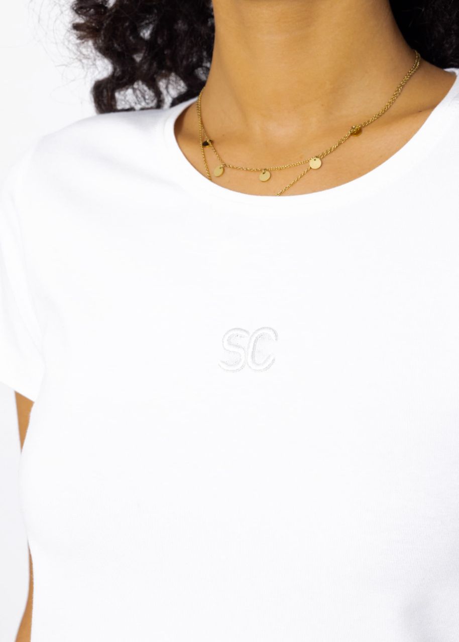 T-shirt with small embroidery, offwhite