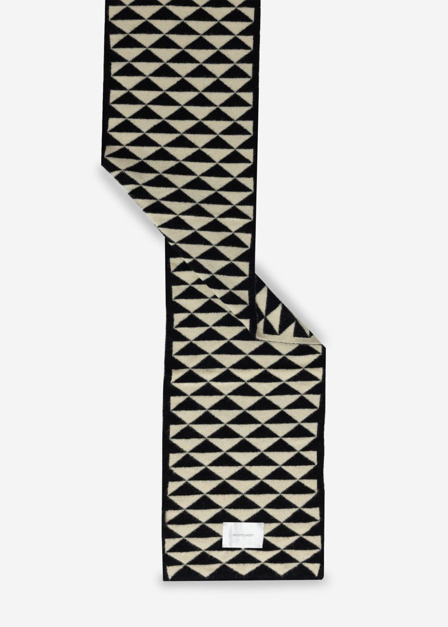 Scarf with geometric print - black-beige