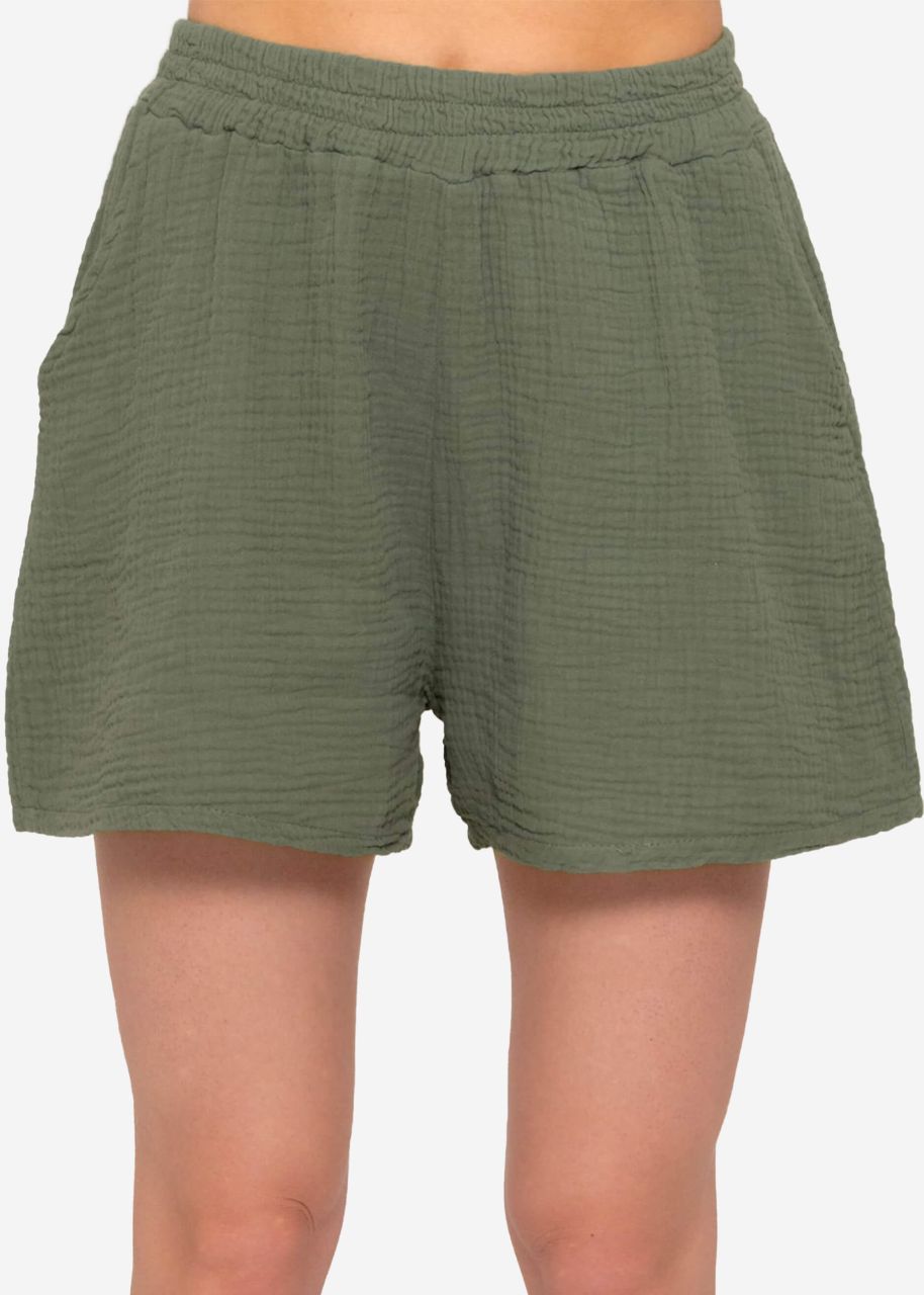 Muslin shorts, khaki