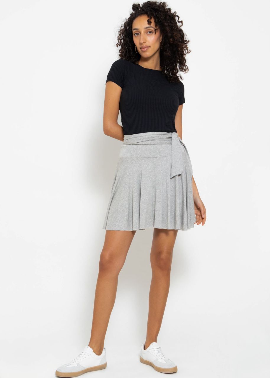 Mini jersey slip skirt, light gray