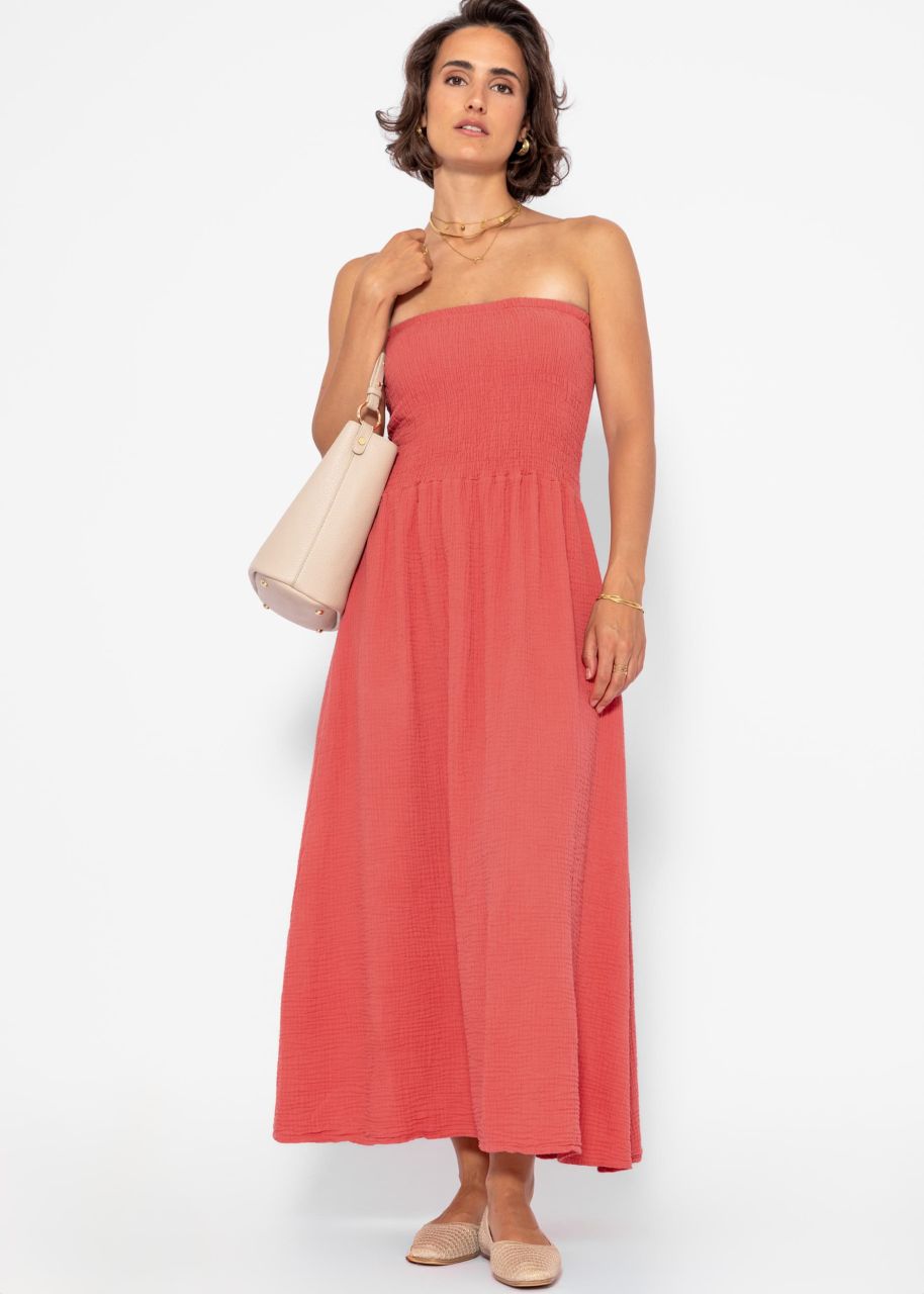 Off-the-shoulder muslin dress - lobster