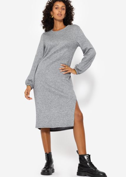 Super soft jersey dress in midi length - grey