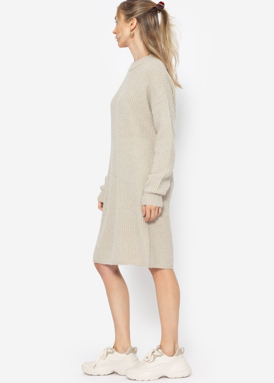 Ribbed knitted dress - beige