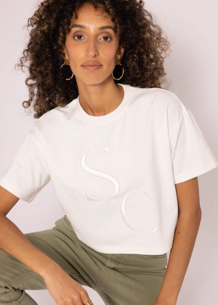 T-shirt with embroidery, offwhite