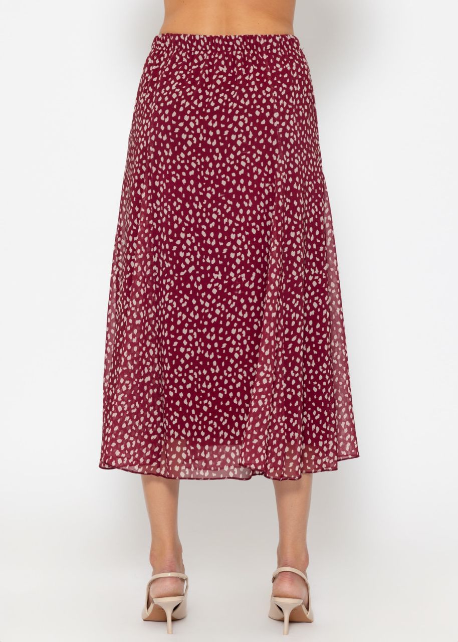 Long chiffon skirt with print - burgundy