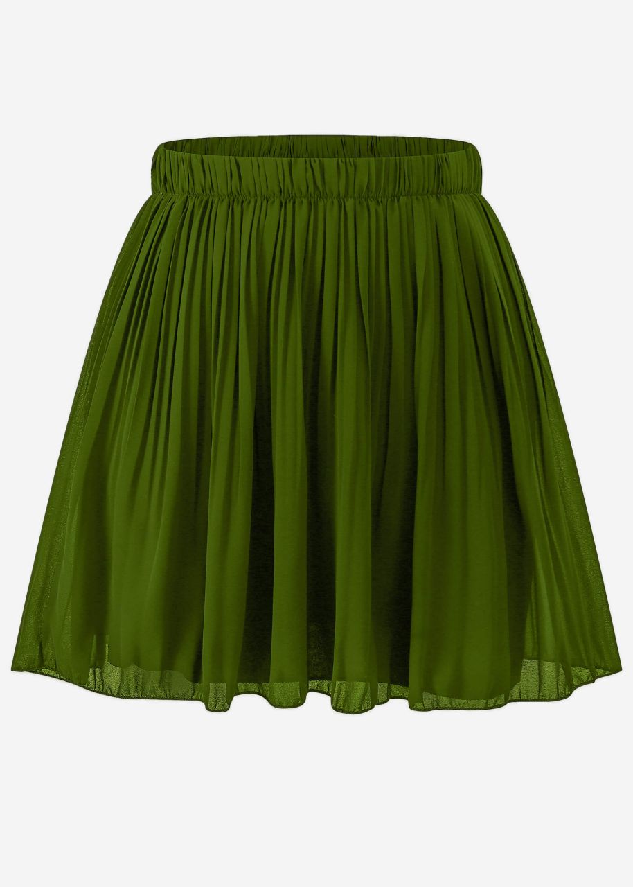 Pleated chiffon skirt, khaki