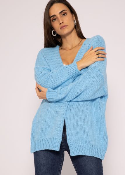 Oversize knit cardigan, blue