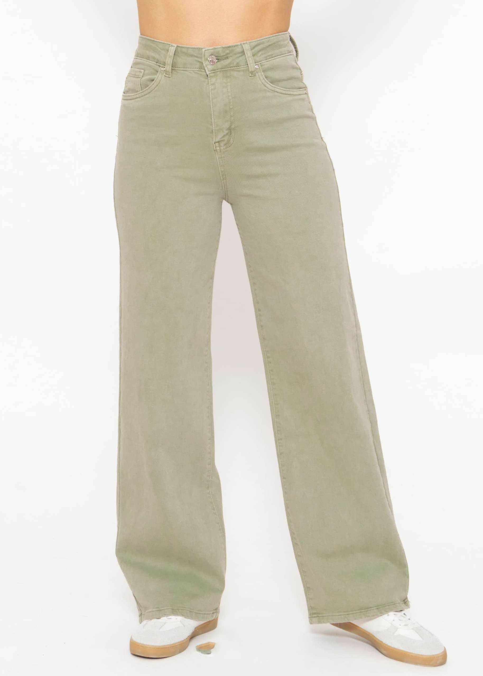 Wide leg jeans - pastel green