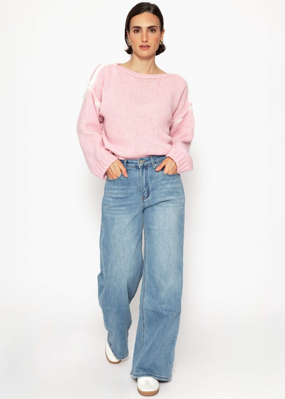 Sweater with contrast stitching - pink