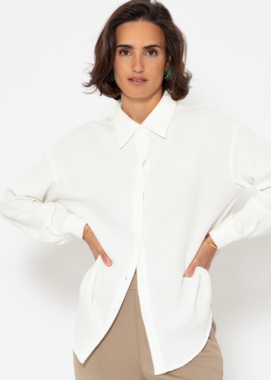 Oversize Waffle Piqué Blouse - offwhite