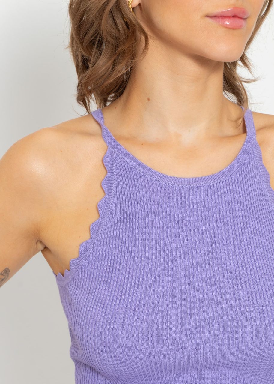 Knit top with scalloped edge, lilac