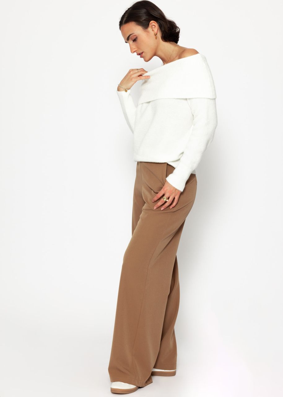 Highwaist fabric trousers - mocha