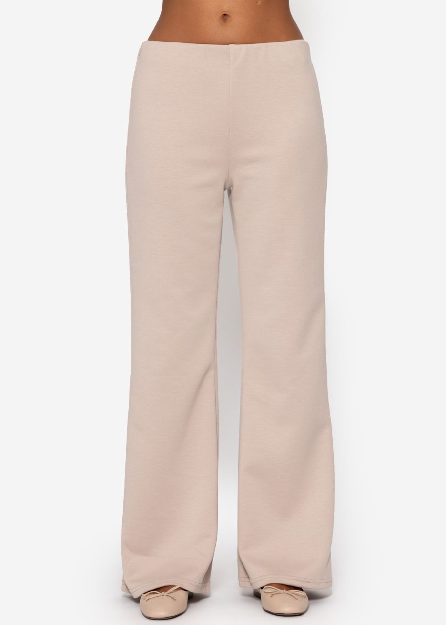 Highwaist trousers with straight leg and decorative stitching - beige