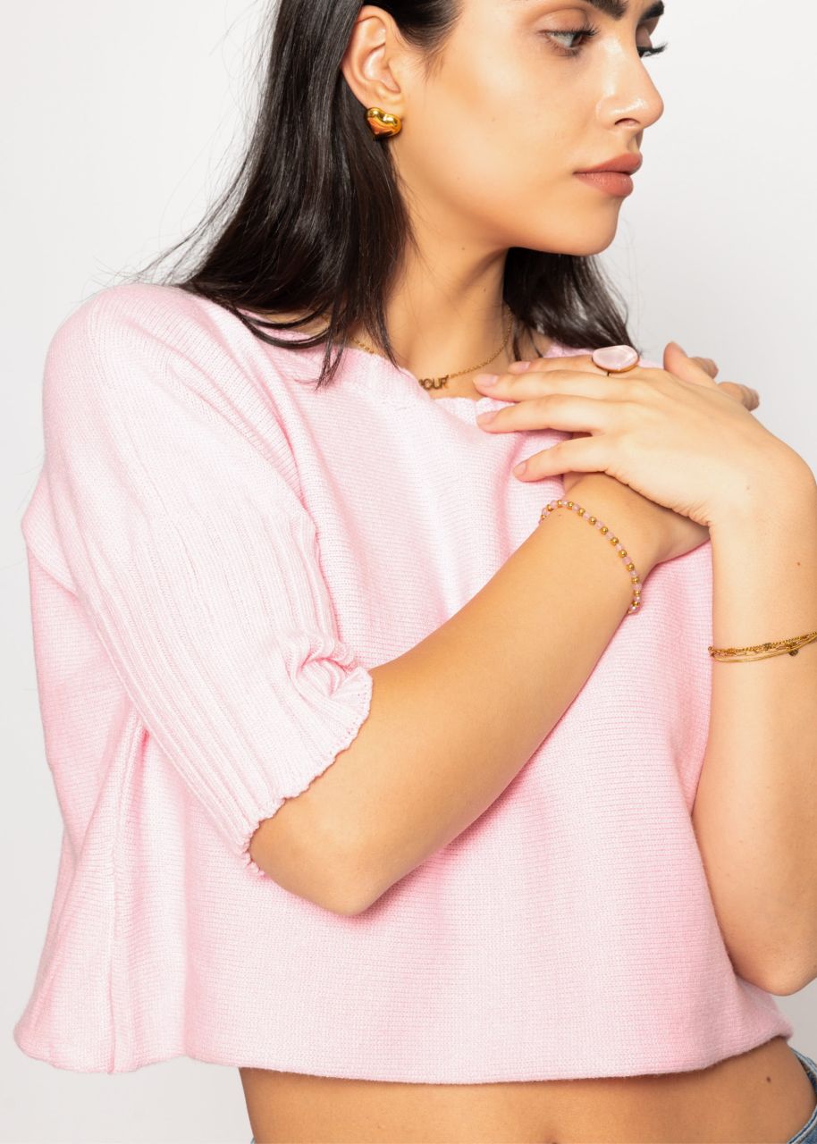 Short sleeve crop sweater - pink