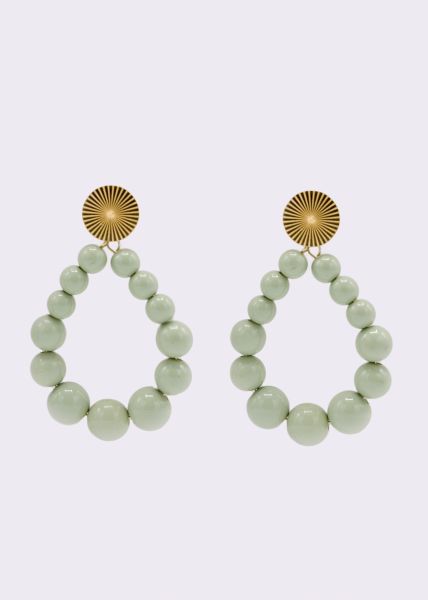 Stud earrings with olive beads, gold