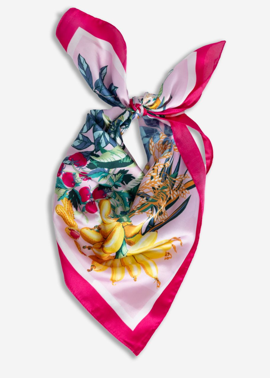 Scarf with flowers and fruit - pink
