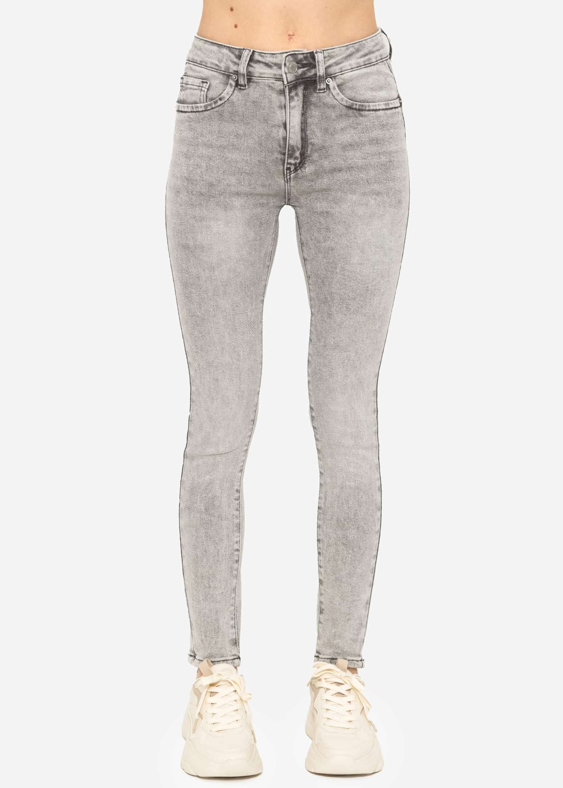 Stretchy mid waist push up jeans - light gray