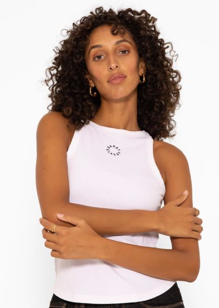 Tank top with embroidery - white