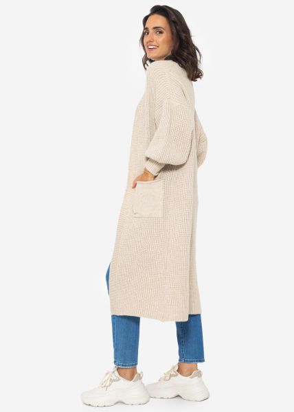 Long super soft cardigan with pockets - beige