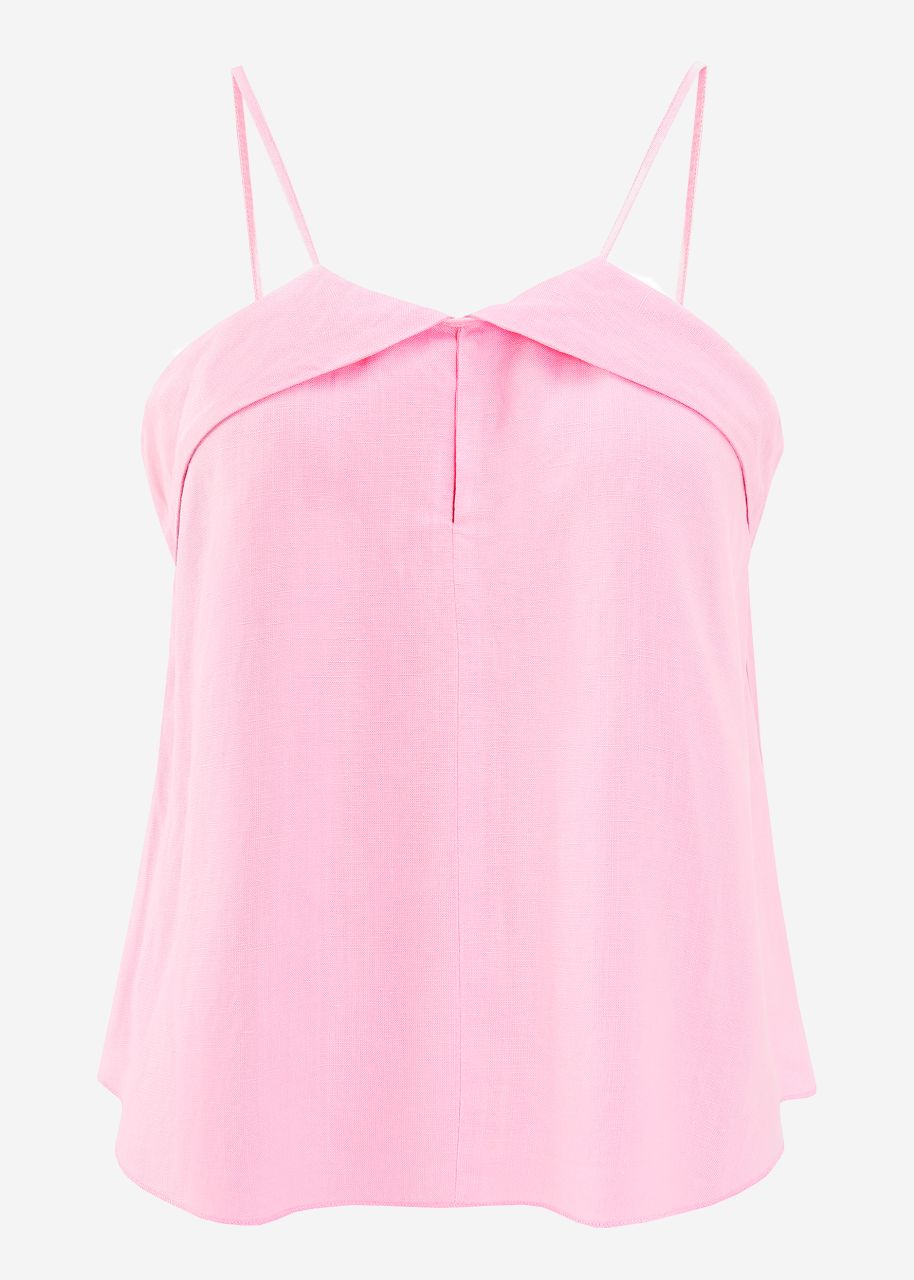 Linen top with spaghetti straps - pink