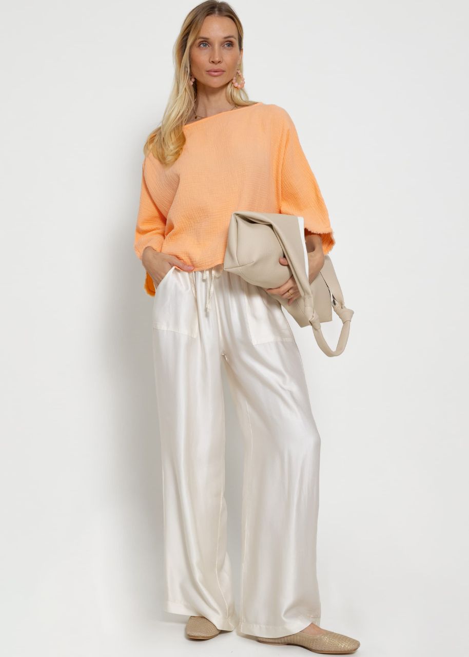 Muslin shirt with frayed cuffs - peach