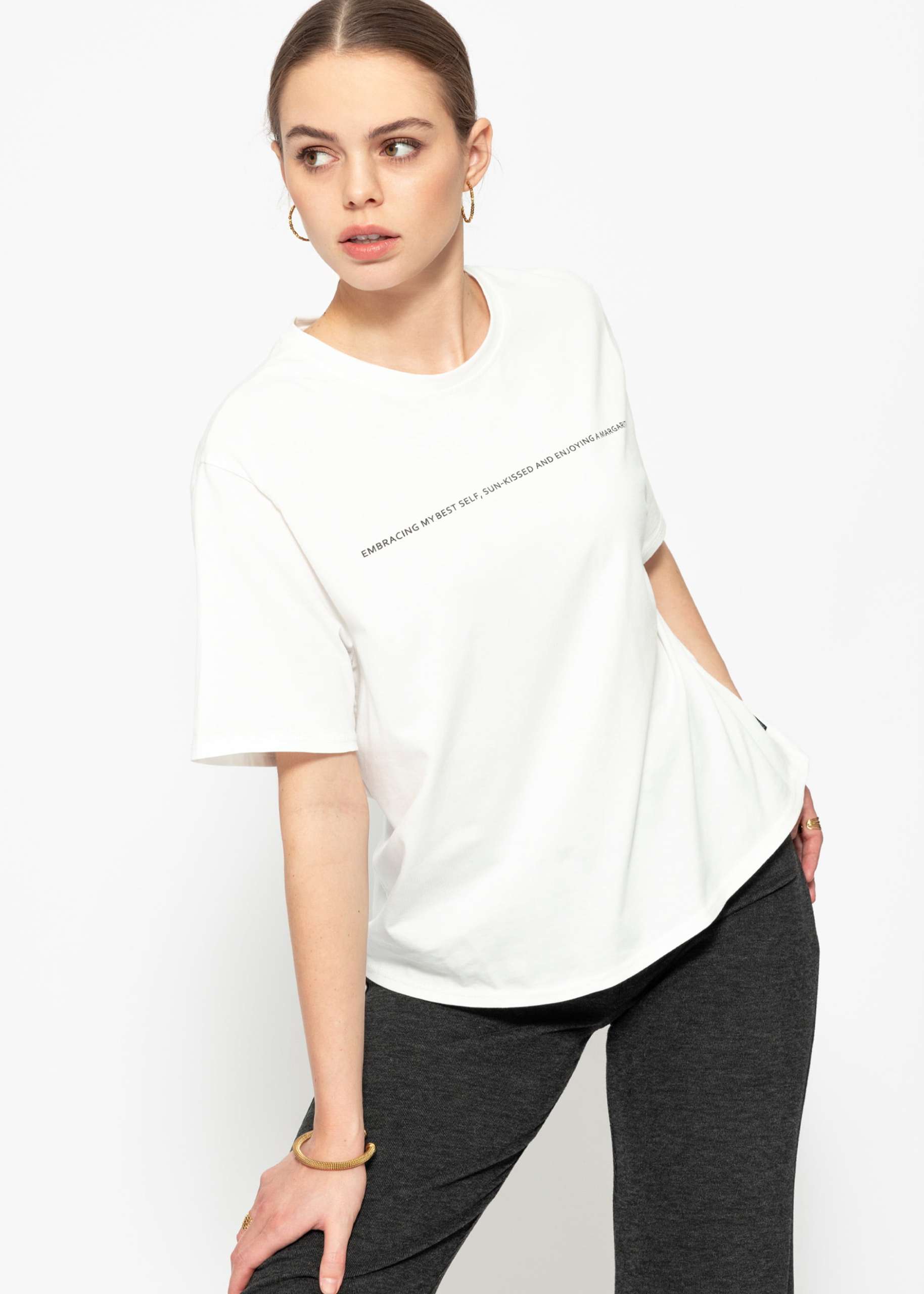 Oversize T-shirt with print - offwhite