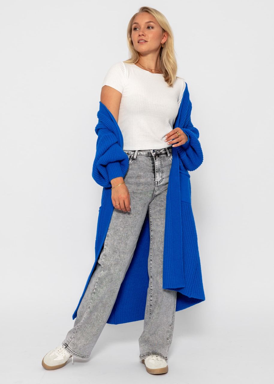 Long super soft cardigan with pockets - royal blue