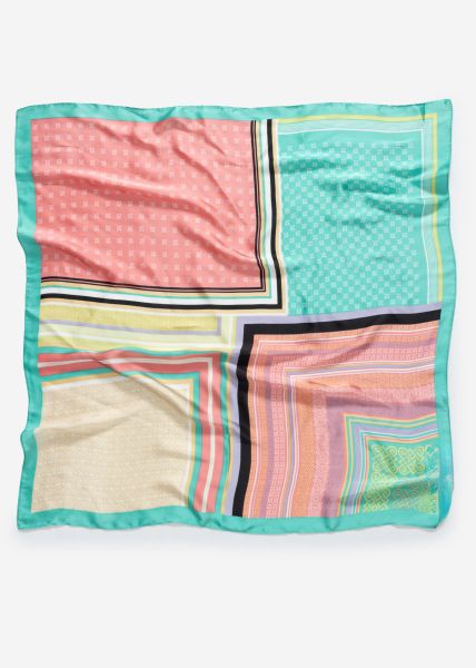 Scarf with geometric print - turquoise
