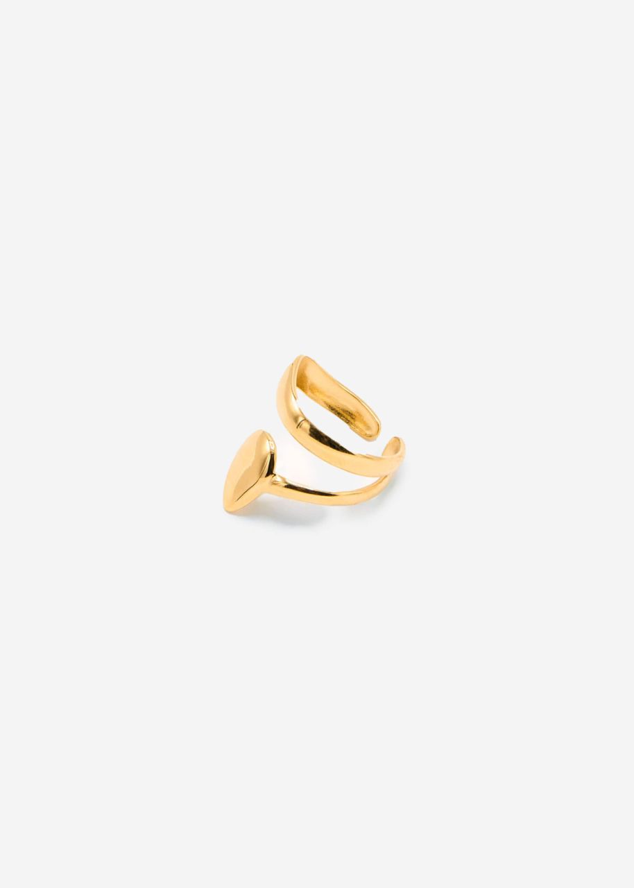 Spiral ring with droplet design - gold