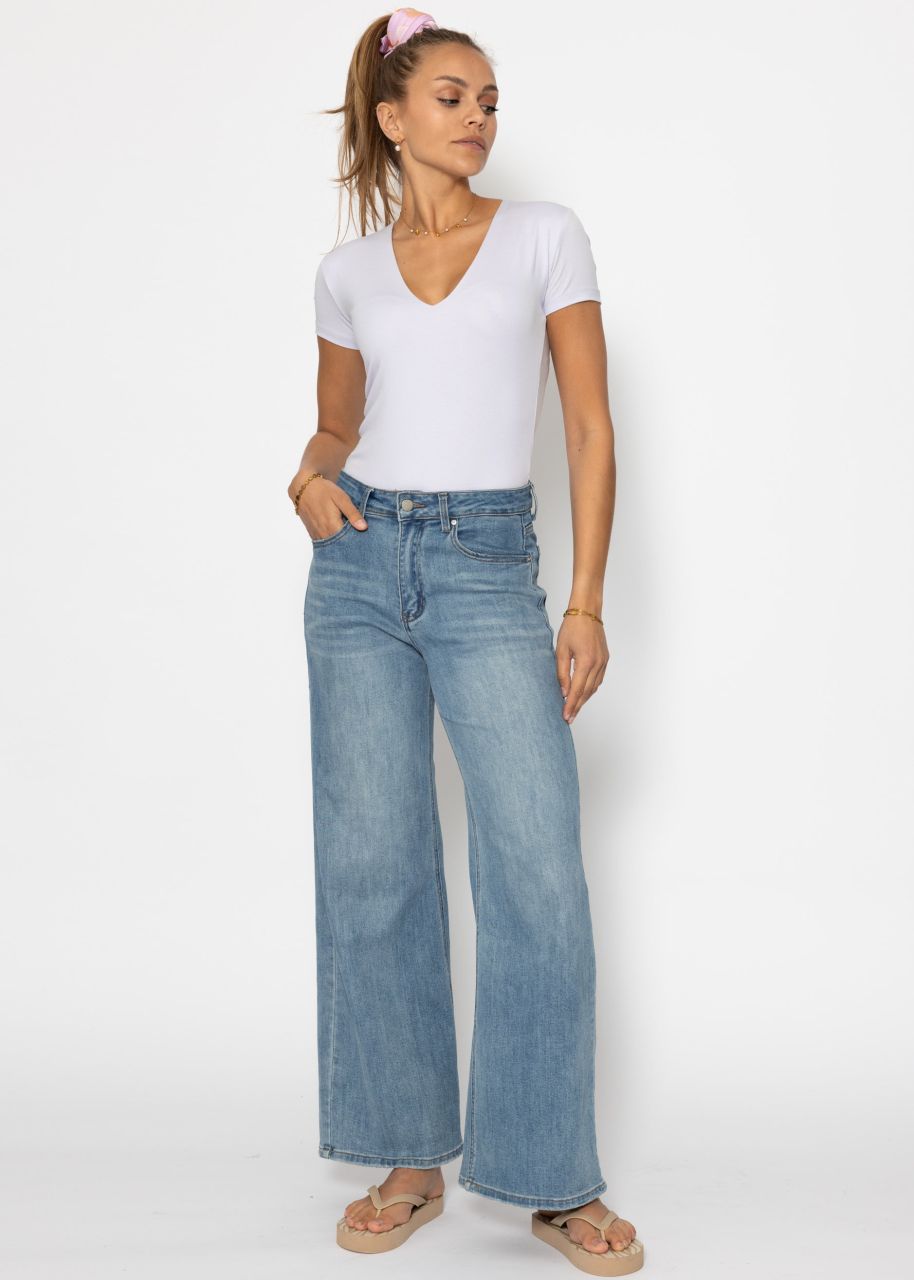 Short sleeve bodysuit with V-neck - lilac