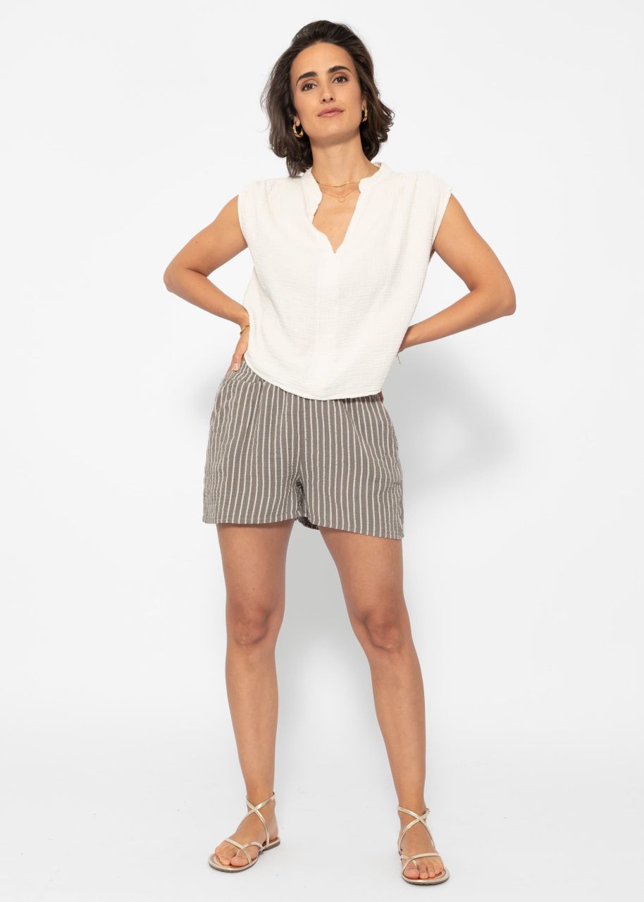 Striped muslin shorts - taupe