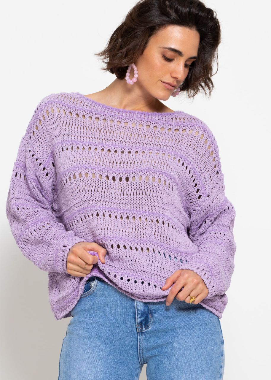 Jumper with ajour pattern - lilac-purple