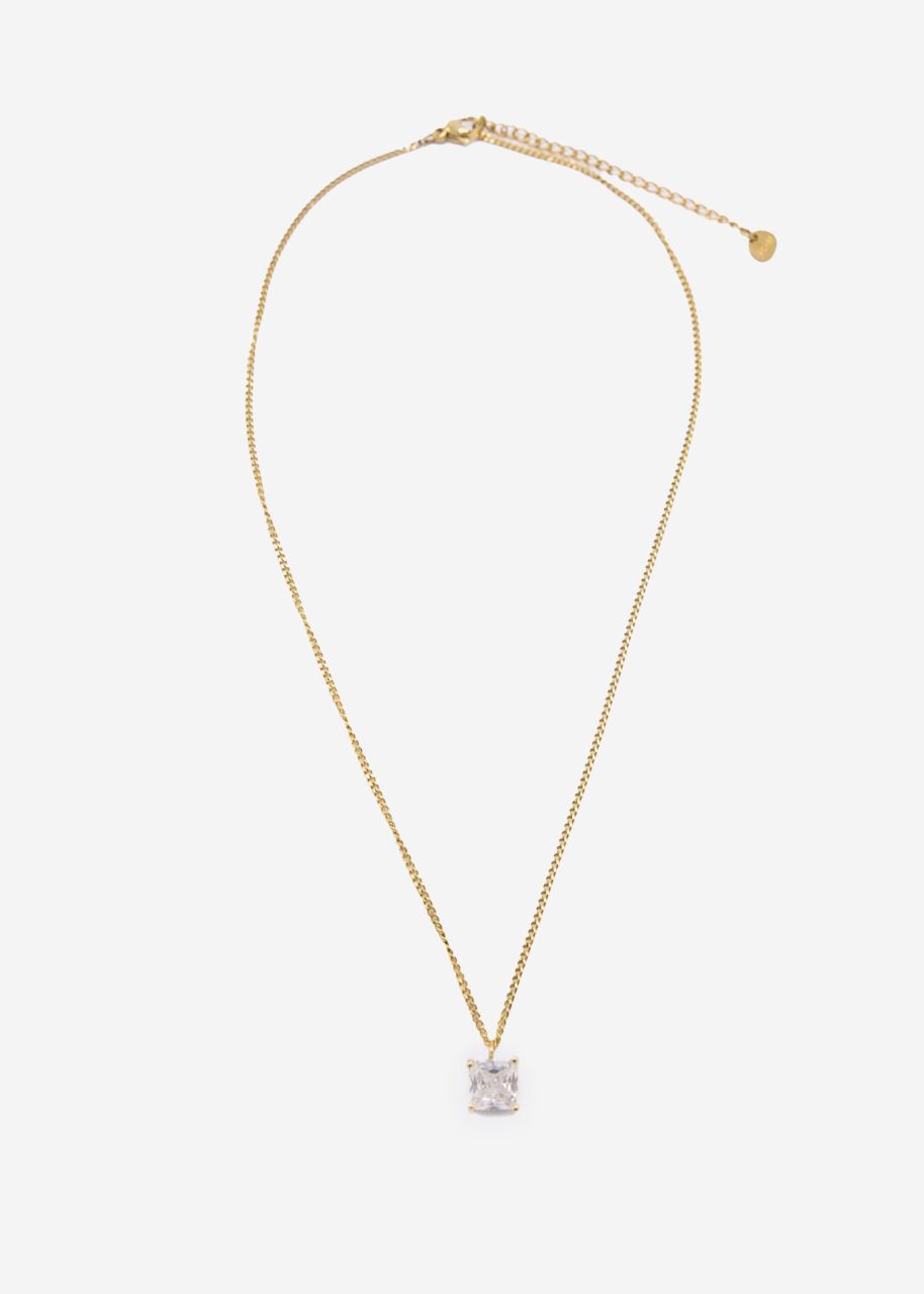 Necklace with sparkling stone, gold