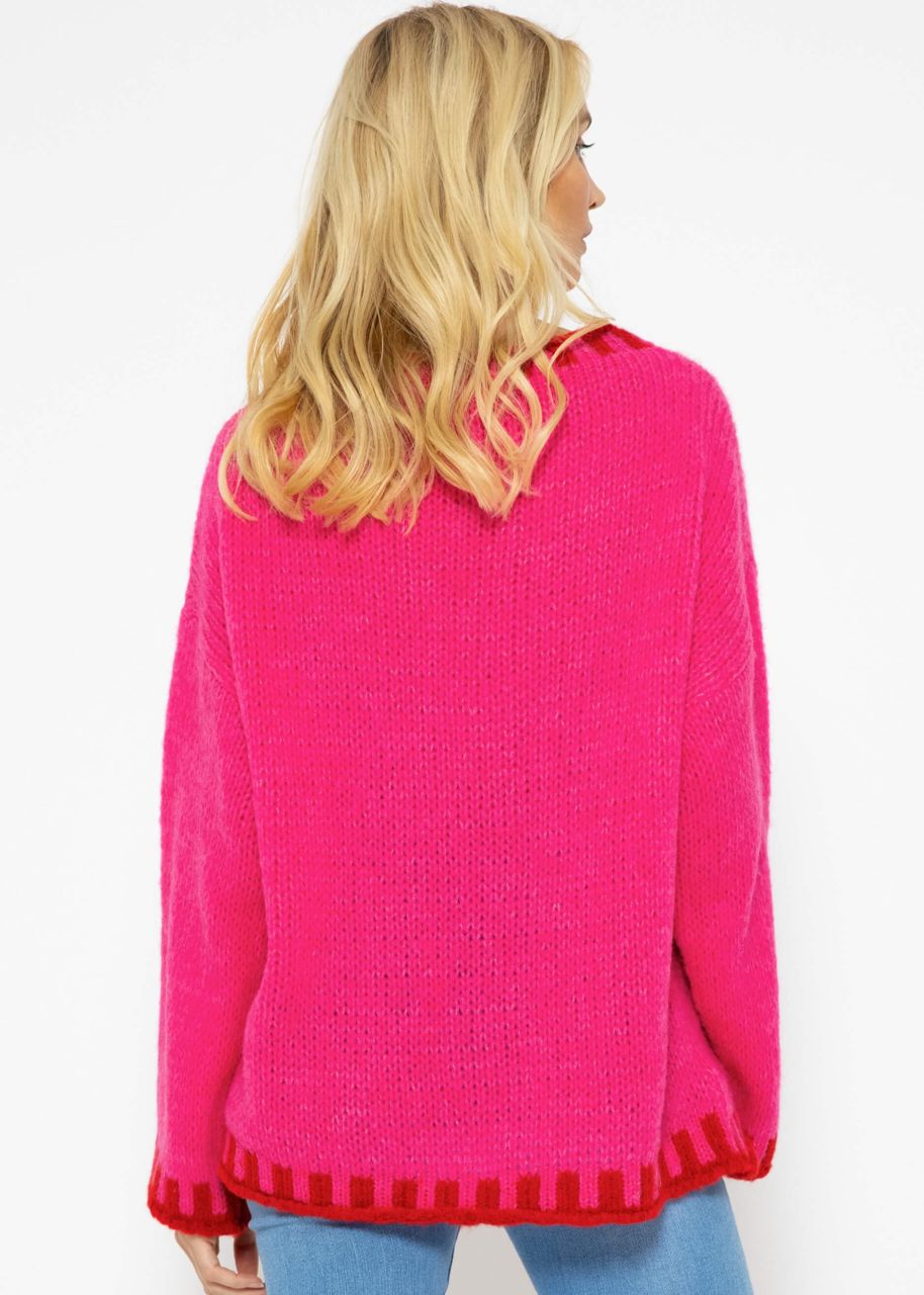 Jumper with red details - pink