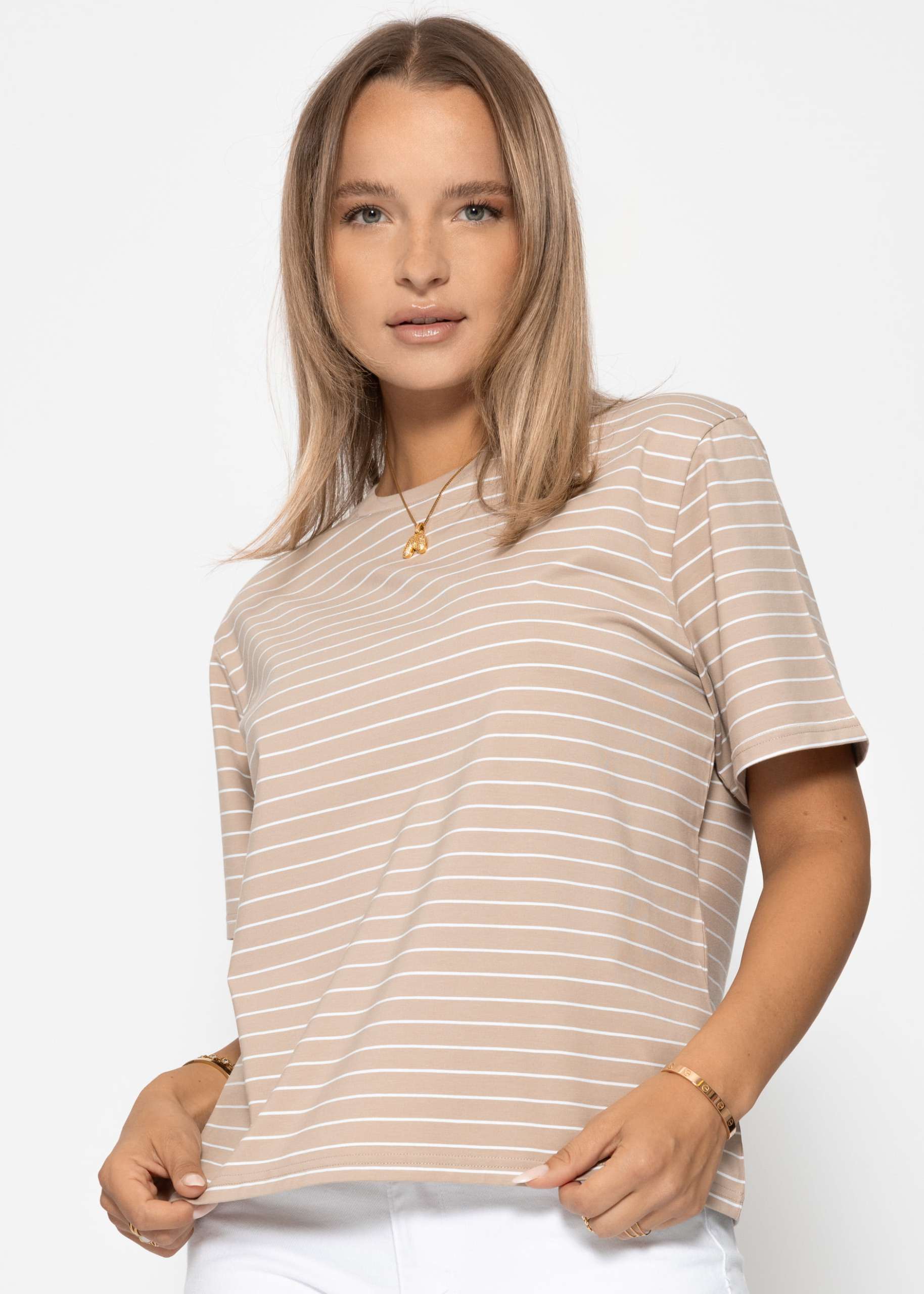 Striped T-shirt - light brown