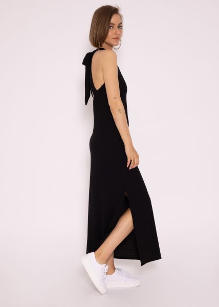 Long dress with back cutout, black
