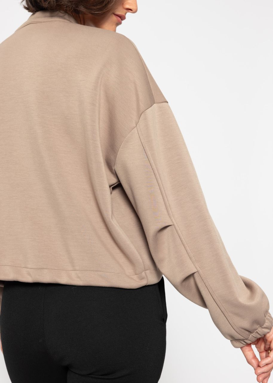 Sweat jacket with patch pockets - taupe