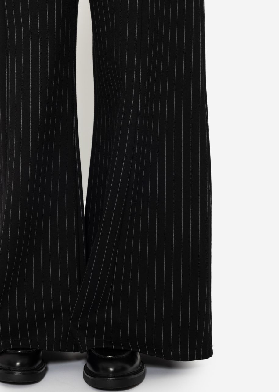 Wide trousers with pinstripes - black