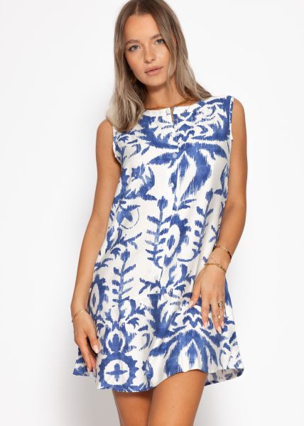 Sleeveless dress with print - blue