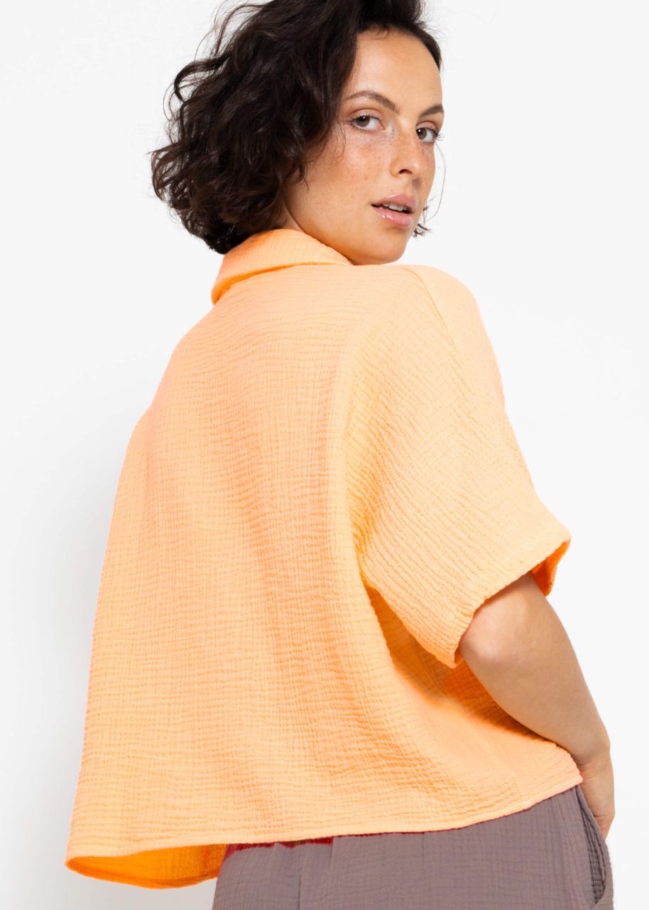 Short sleeve muslin blouse - peach