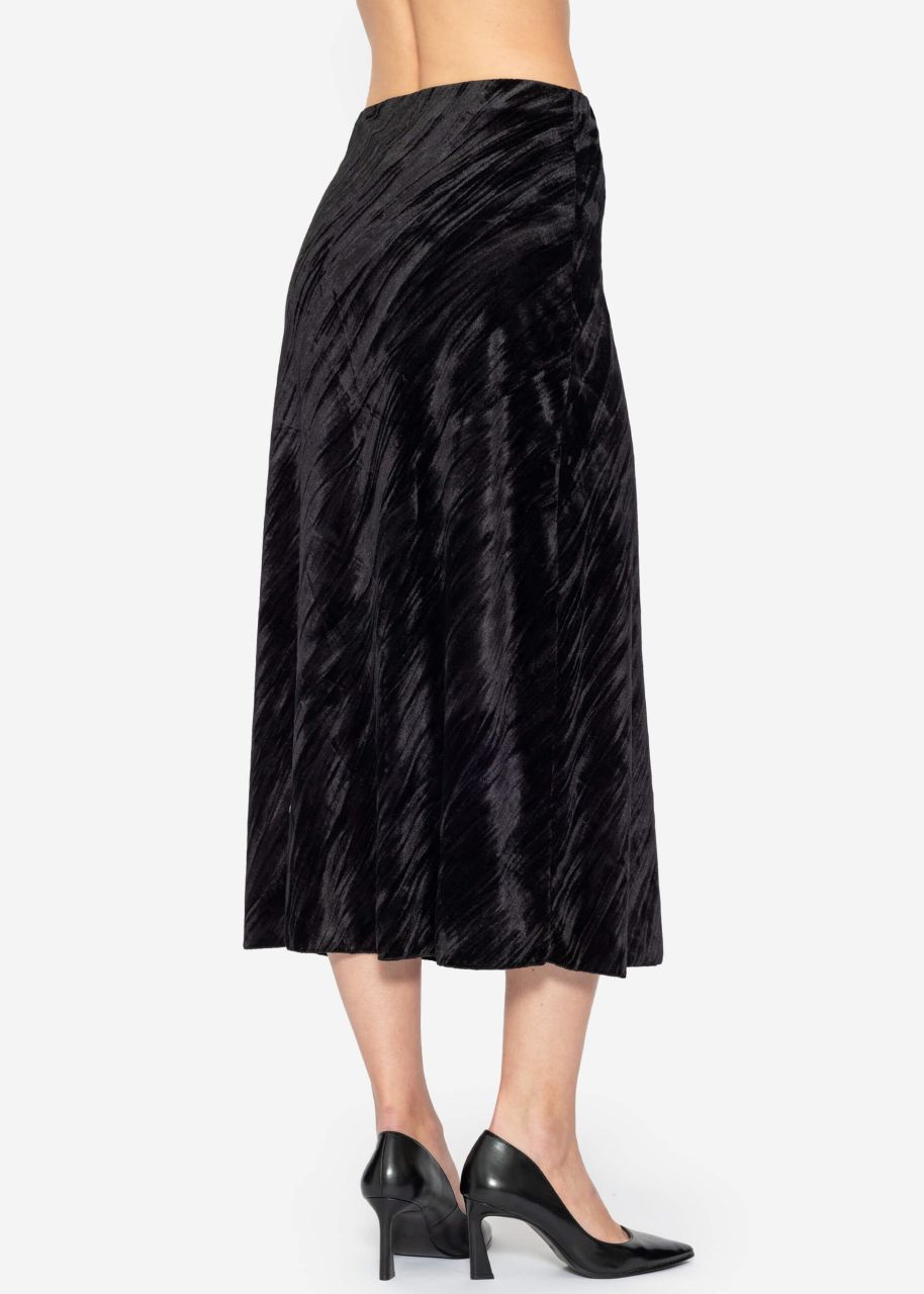 Velvet midi skirt - black