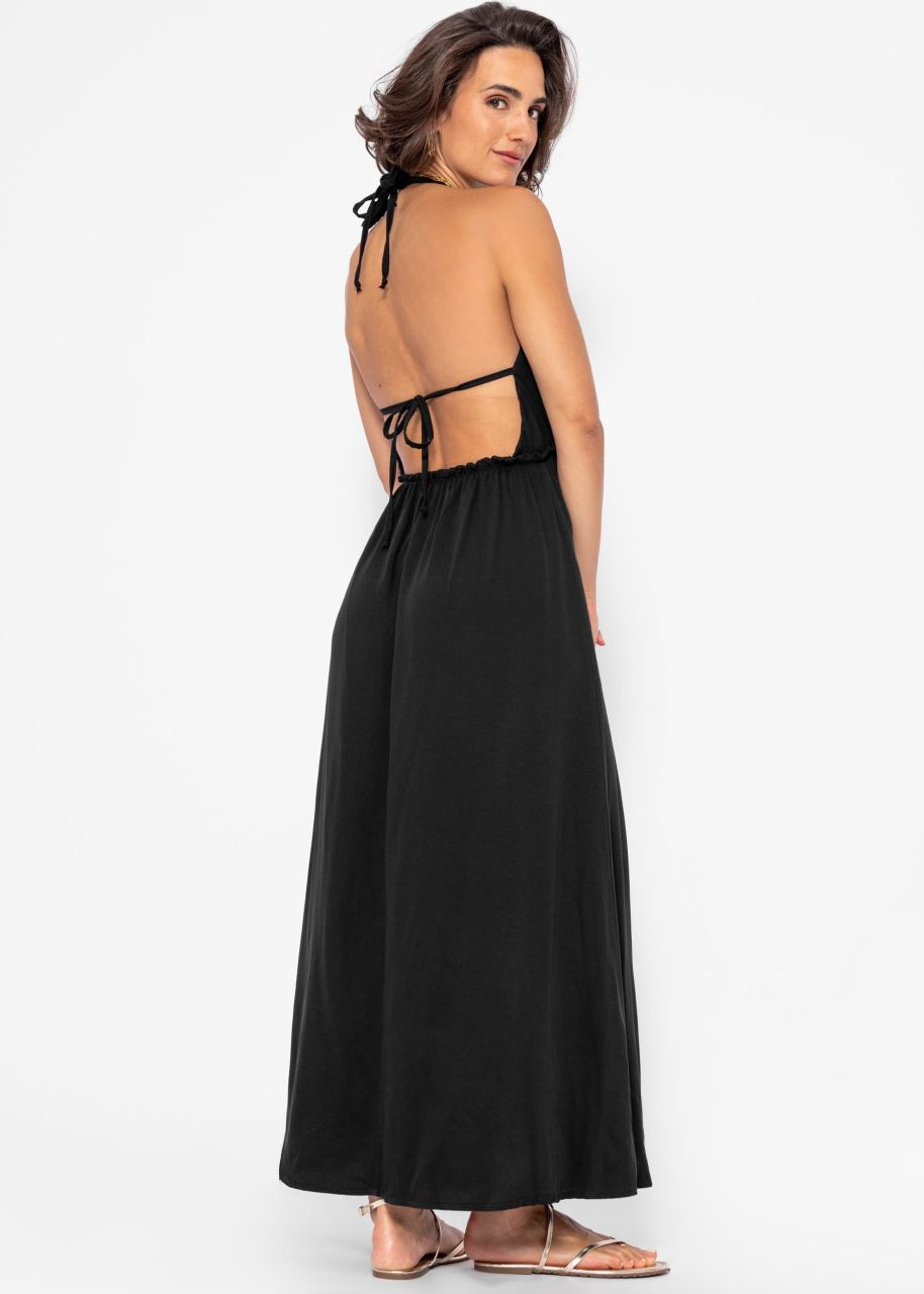 Halter neck maxi dress - black