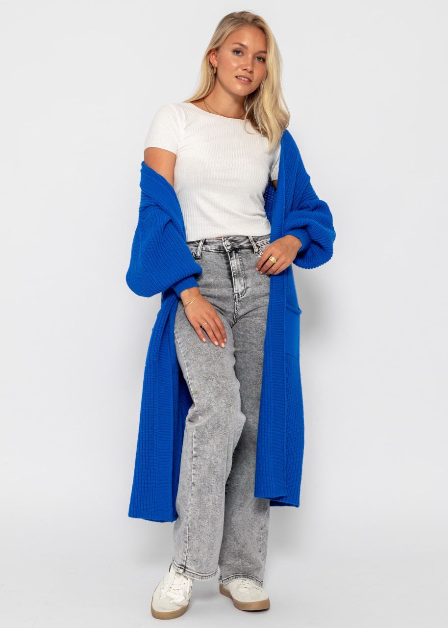 Long super soft cardigan with pockets - royal blue