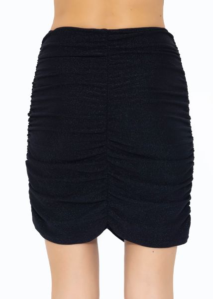 Tight, gathered skirt with shine - black